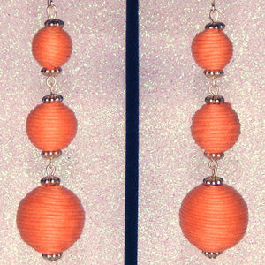 Orange and gold Dangle sphere earrings